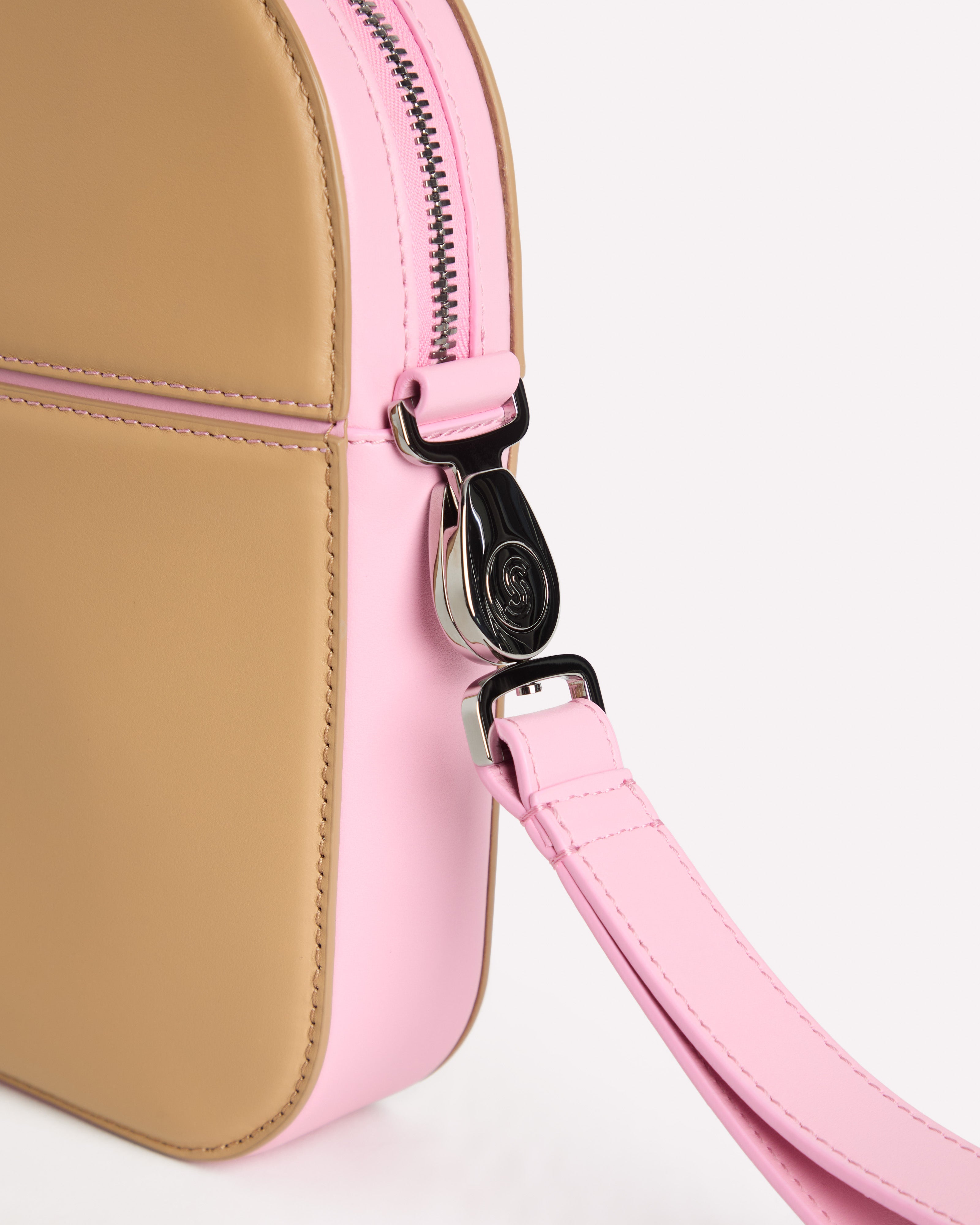 Gargano Pouch Bag Ecru & Baby Pink - Hardwer