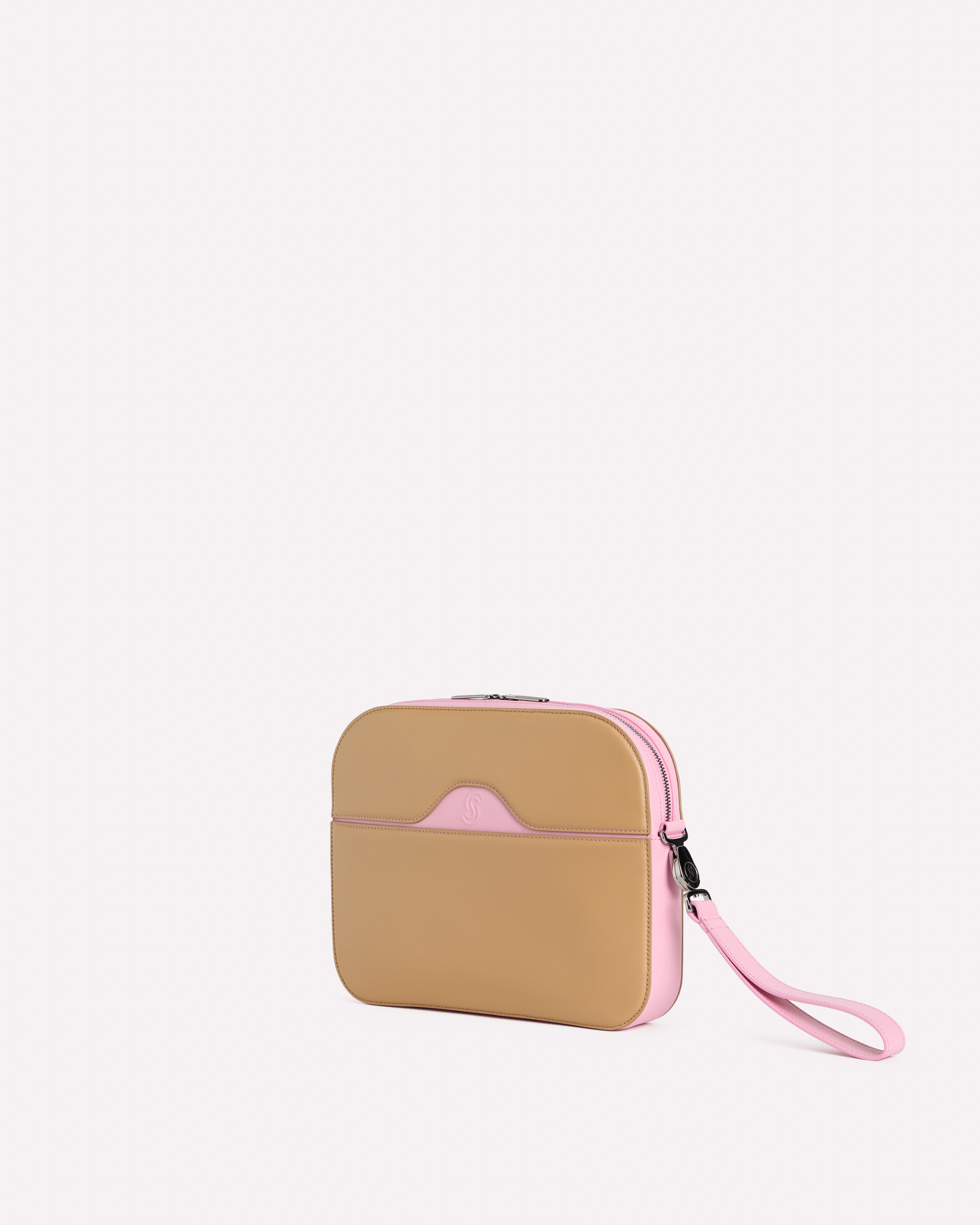 Gargano Pouch Bag Ecru & Baby Pink - Side