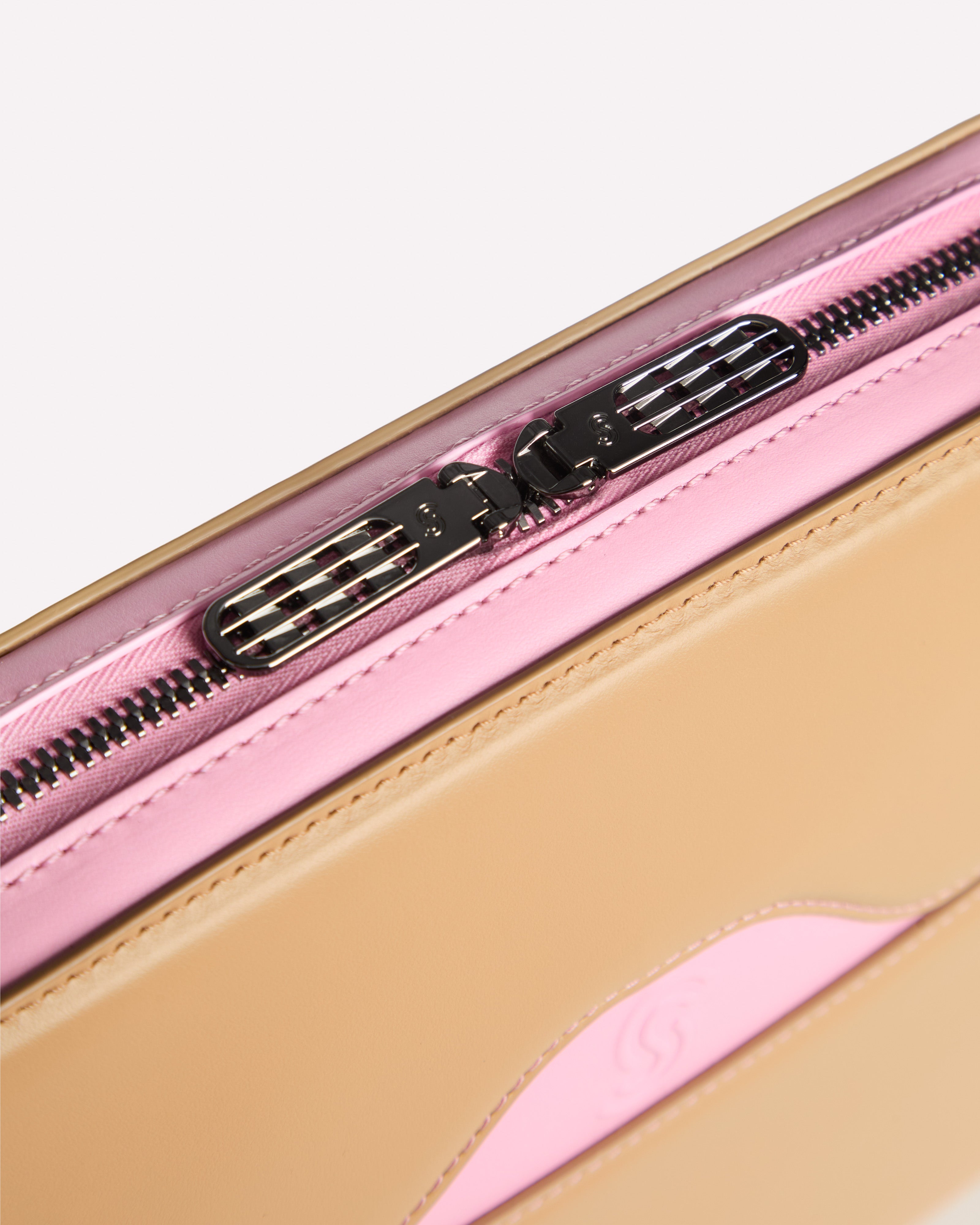 Gargano Pouch Bag Ecru & Baby Pink - Zipper