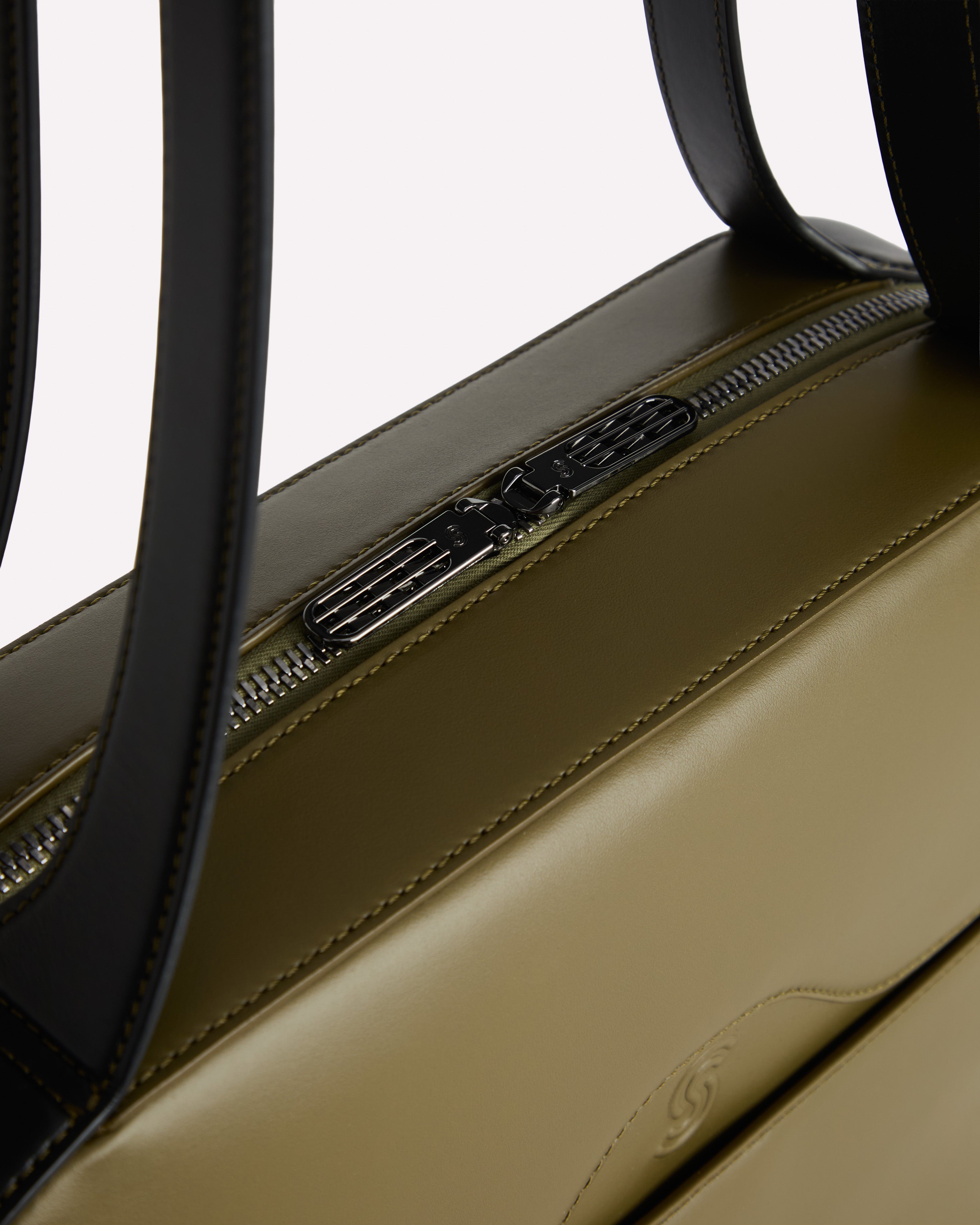 Langhe Business Bag Khaky & Nero - Zipper